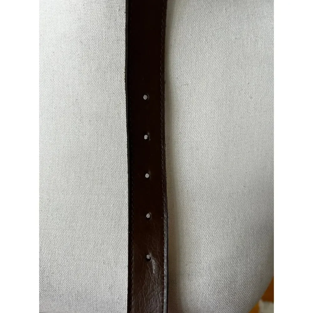Vintage Brown Croc-Embossed Leather Belt with Gold Buckle